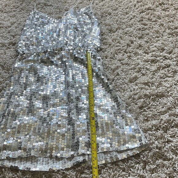 Zara Silver Sequin Mini Dress - Picture 9 of 16